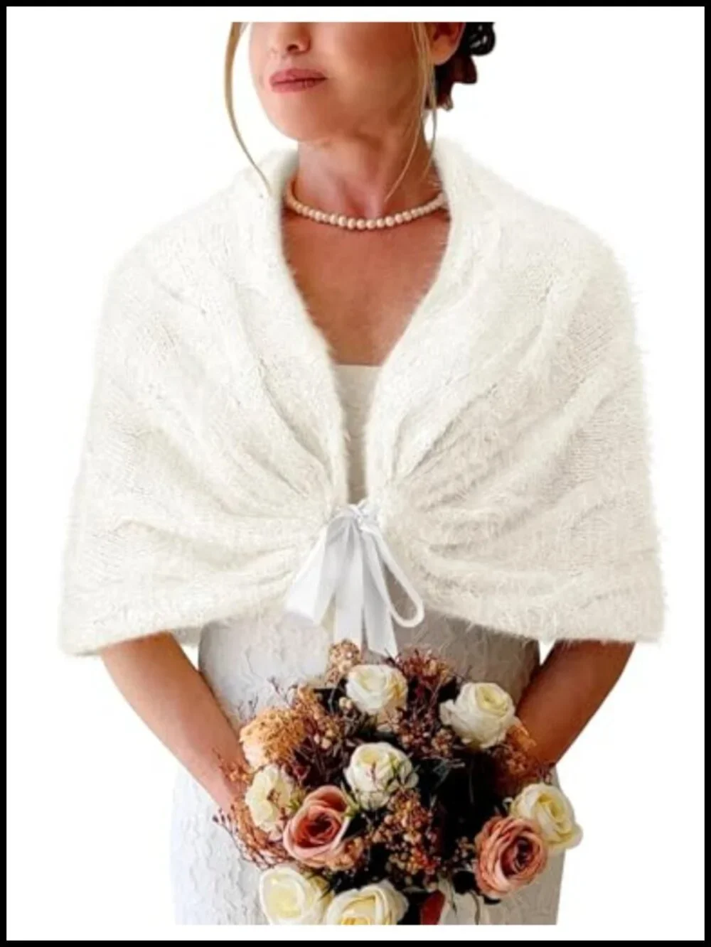 Knitted Shawl Wrap Winter Bridal Wedding Stole Shrug Party Scarf Dress Cover Up